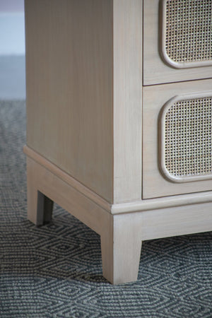 English Elm 29X18X46" Coastal-Inspired Tall Chest With Cane Drawers - Mid-Century Modern Storage Solution For Home W2078P179286