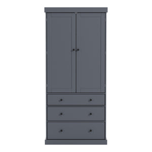 English Elm [Assembly 77in Farmhouse Kitchen Pantry Tall Freestanding Storage Cabinet with 3 Adjustable Shelves, 8 Door Shelves, 3 Drawers, Durable MDF Gray SP000047AAE