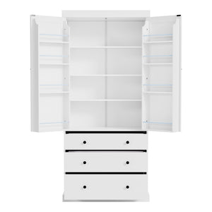 English Elm Topmax Tall Farmhouse Pantry Cabinet with Drawers Adjustable Shelves White Kitchen Storage N717S000047K