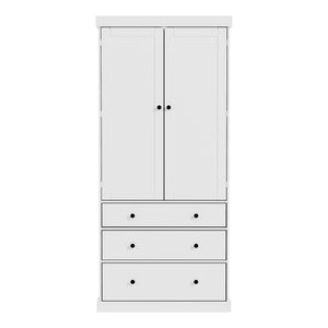 English Elm [Assembly 77in Farmhouse Kitchen Pantry Tall Freestanding Storage Cabinet with 3 Adjustable Shelves, 8 Door Shelves, 3 Drawers, Durable MDF White SP000047AAK