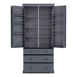 English Elm Topmax Farmhouse Pantry Cabinet 77 Inch Tall Freestanding Kitchen Storage with Drawers Gray N717S000047E