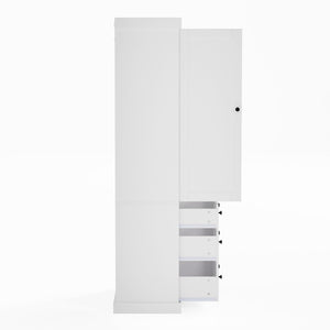 English Elm Topmax Tall Farmhouse Pantry Cabinet with Drawers Adjustable Shelves White Kitchen Storage N717S000047K