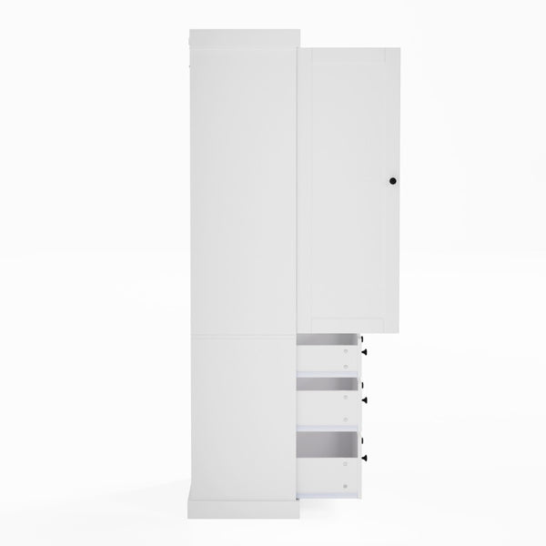 English Elm Topmax Tall Farmhouse Pantry Cabinet with Drawers Adjustable Shelves White Kitchen Storage N717S000047K