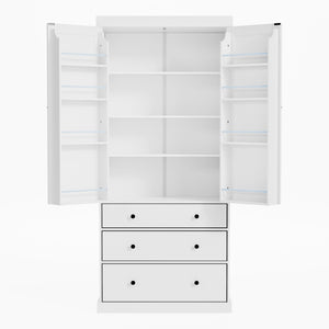 English Elm Topmax Tall Farmhouse Pantry Cabinet with Drawers Adjustable Shelves White Kitchen Storage N717S000047K