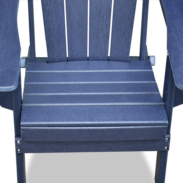English Elm Folding HDPE Adirondack Chair Set of 2 with Side Table, All-Weather Foldable Patio Chairs, Navy Blue, Ergonomic Comfort for Deck Garden W1889P180256