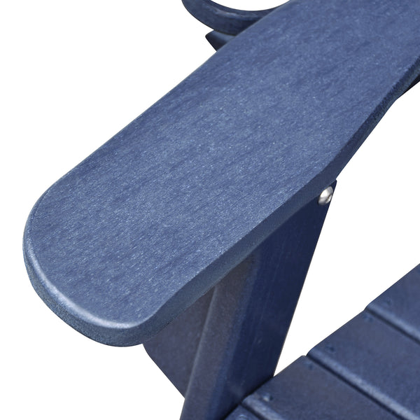 English Elm Folding HDPE Adirondack Chair Navy Blue — All-Weather Ergonomic Patio Fire Pit Seat, Durable Foldable W1889P179572