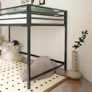 English Elm Adam Sturdy Junior Twin Loft Bed Black with Full Guardrails, Metal Slats, Ladder & Assembly Tool B083P168426