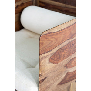 English Elm 29.5x27.6x30" Tufted Beige Cotton Accent Chair with Solid Sheesham Wood Panel Legs W2078P179275