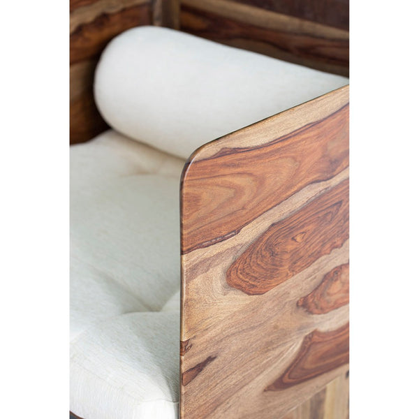English Elm 29.5x27.6x30" Tufted Beige Cotton Accent Chair with Solid Sheesham Wood Panel Legs W2078P179275