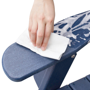 English Elm Folding HDPE Adirondack Chair Navy Blue — All-Weather Ergonomic Patio Fire Pit Seat, Durable Foldable W1889P179572