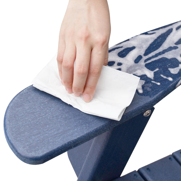 English Elm Folding HDPE Adirondack Chair Navy Blue — All-Weather Ergonomic Patio Fire Pit Seat, Durable Foldable W1889P179572