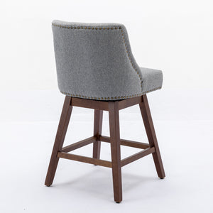 English Elm Counter Height Swivel Barstools with Curved Back Support, Plush Foam & Steel Spring Cushion, 300 lb Capacity Gray W1143P151491