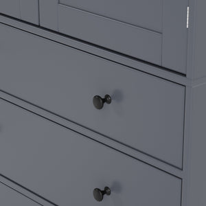 English Elm Topmax Farmhouse Pantry Cabinet 77 Inch Tall Freestanding Kitchen Storage with Drawers Gray N717S000047E