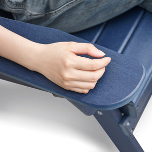 English Elm Folding HDPE Adirondack Chair Set of 2 with Side Table, All-Weather Foldable Patio Chairs, Navy Blue, Ergonomic Comfort for Deck Garden W1889P180256