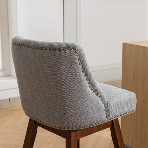 English Elm Counter Height Swivel Barstools with Curved Back Support, Plush Foam & Steel Spring Cushion, 300 lb Capacity Gray W1143P151491