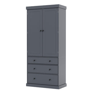 English Elm Topmax Farmhouse Pantry Cabinet 77 Inch Tall Freestanding Kitchen Storage with Drawers Gray N717S000047E