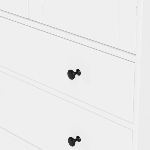 English Elm Topmax Tall Farmhouse Pantry Cabinet with Drawers Adjustable Shelves White Kitchen Storage N717S000047K