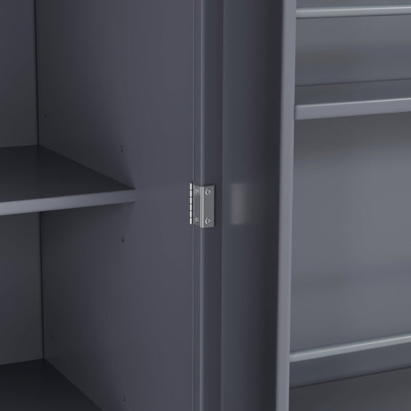 English Elm Topmax Farmhouse Pantry Cabinet 77 Inch Tall Freestanding Kitchen Storage with Drawers Gray N717S000047E