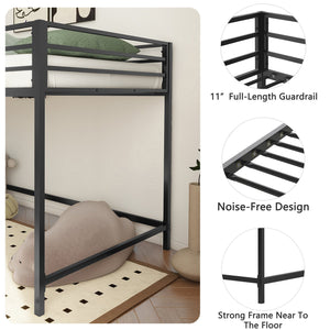 English Elm Adam Sturdy Junior Twin Loft Bed Black with Full Guardrails, Metal Slats, Ladder & Assembly Tool B083P168426
