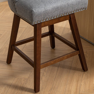 English Elm Counter Height Swivel Barstools with Curved Back Support, Plush Foam & Steel Spring Cushion, 300 lb Capacity Gray W1143P151491