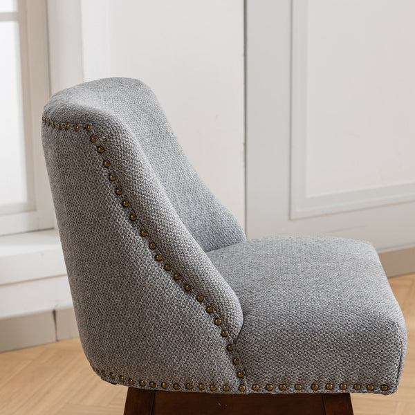 English Elm Counter Curved Back Swivel Barstool Set of 2 with 360° Rotation, Thick Cushions, Solid Wood Frame, 300 lb Capacity Gray W1143P151491