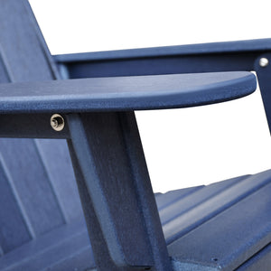 English Elm Folding HDPE Adirondack Chair Navy Blue — All-Weather Ergonomic Patio Fire Pit Seat, Durable Foldable W1889P179572