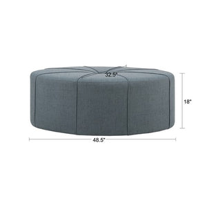 English Elm 48" Ferris Oversized Oval Ottoman in Charcoal Flannel Polyester with Button Tufting and Welting Blue 33 L x 49 W x 18.7 H B03548601