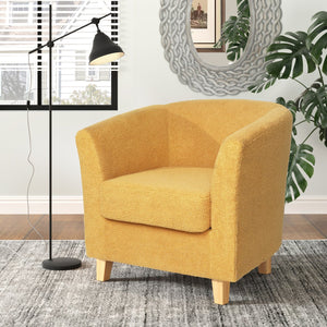 English Elm Christopher Knight Home® - Cortina Prescott Tub Club Chair in Mustard Yellow Upholstery, Birch Legs, Mid-Century Barrel Accent Seat 46619.00FYLWNTL