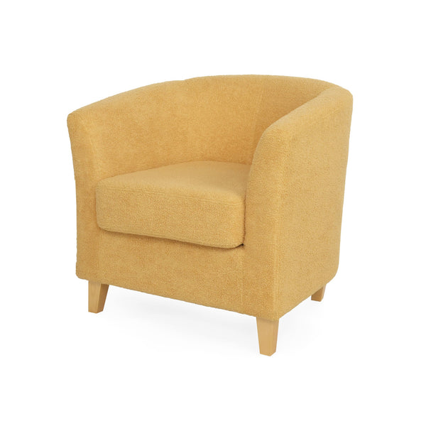 English Elm Christopher Knight Home® - Cortina Prescott Tub Club Chair in Mustard Yellow Upholstery, Birch Legs, Mid-Century Barrel Accent Seat 46619.00FYLWNTL