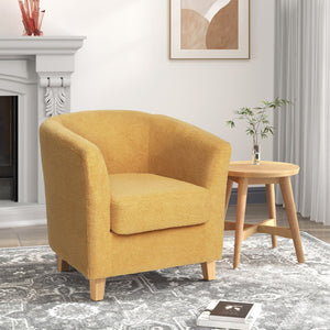 English Elm Christopher Knight Home® - Cortina Prescott Tub Club Chair in Mustard Yellow Upholstery, Birch Legs, Mid-Century Barrel Accent Seat 46619.00FYLWNTL