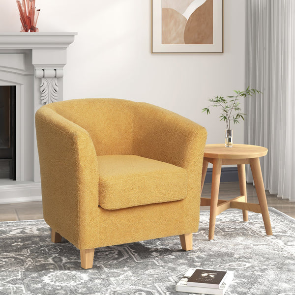 English Elm Christopher Knight Home® - Cortina Prescott Tub Club Chair in Mustard Yellow Upholstery, Birch Legs, Mid-Century Barrel Accent Seat 46619.00FYLWNTL