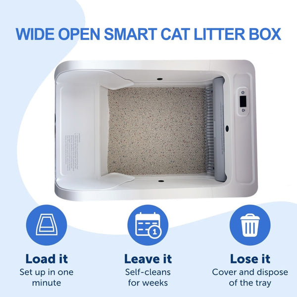 English Elm Smart Self-cleaning Cat Litter Box with Wi-fi App Control and Wide Entry Design W1264P175898
