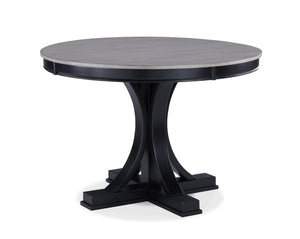 English Elm 1pc Modern Light Gray Round Dining Table with Black Pedestal Base, 44" DIA x 30.5"H, Elegant Contrast Finish B011P287477
