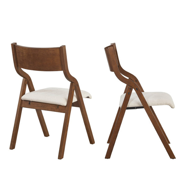 English Elm Upholstered Folding Dining Chairs Set Of 2 - Space-Saving, Lightweight, Stylish Walnut Finish For Any Room W2336P162767-GIGA