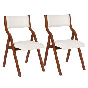 English Elm Upholstered Folding Dining Chairs 2-Pack - Cream White & Cherry, Space-Saving, No Assembly Required! W2336P163965-GIGA