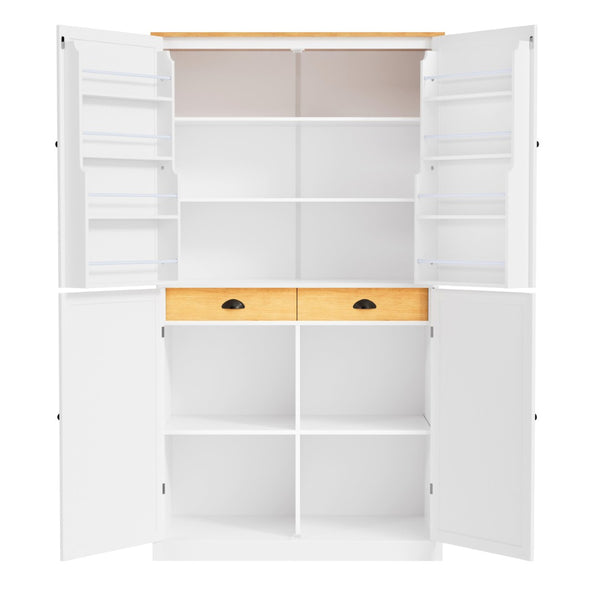 English Elm Topmax Tall White Mdf Freestanding Pantry Cabinet with Drawers and Door Shelves SP000046AAK