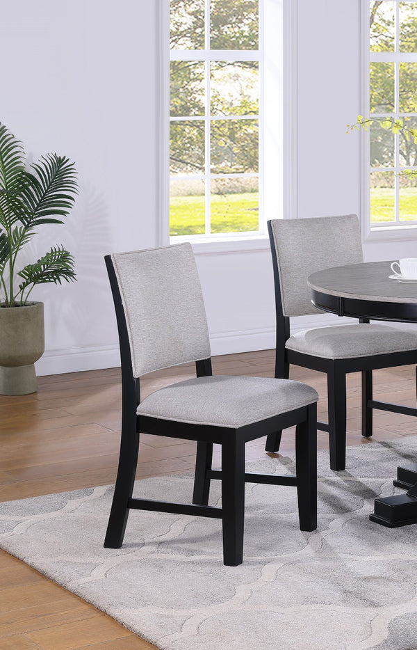 English Elm 2pc Gray Fabric Dining Side Chairs with Black Wood Frame, 18.5"x17.3"x35.5"H, Stylish Comfort B011P179887