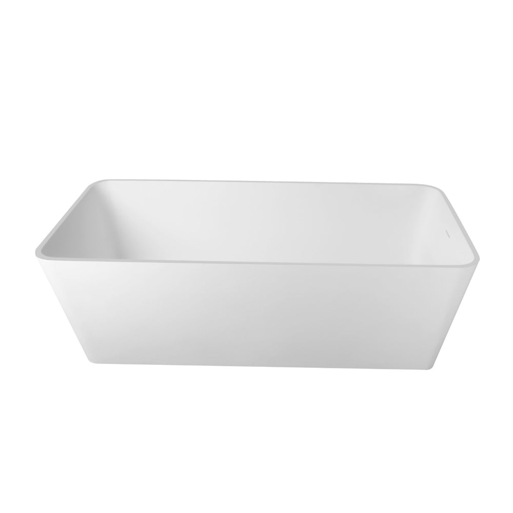 English Elm 66.9 Inch Stone Resin Freestanding Soaking Tub Matte White Spa Bath for Modern Homes W1613P179797