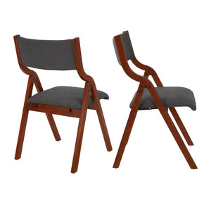 English Elm Upholstered Folding Dining Chair Set – Space-Saving Comfort & Style For Small Areas, 2-Pack Grey+Cherry W2336P163452-GIGA