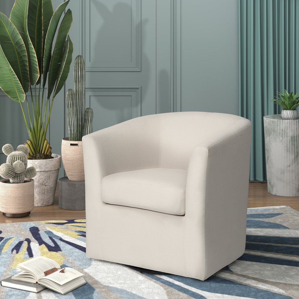 English Elm Christopher Knight Home® - Fabric Wilmore Swivel Barrel Chair — Plush Polyester Upholstery, 360° Rotation, No Assembly, Elegant Living Seat 57685.00FCRM