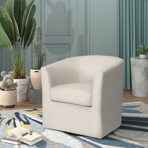 Christopher Knight Home® - Noble House - - Fabric Swivel Barrel Chair,White