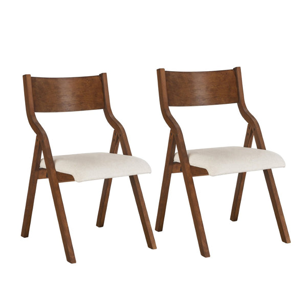 English Elm Upholstered Folding Dining Chairs Set Of 2 - Space-Saving, Lightweight, Stylish Walnut Finish For Any Room W2336P162767-GIGA
