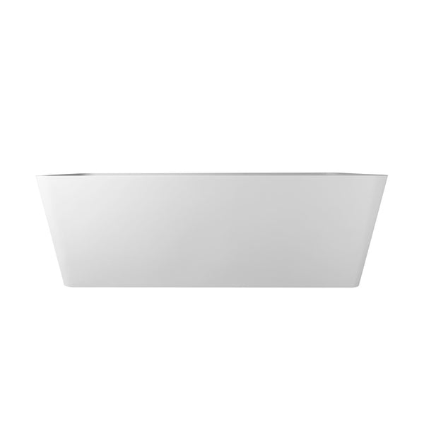 English Elm 66.9 Inch Stone Resin Freestanding Soaking Tub Matte White Spa Bath for Modern Homes W1613P179797
