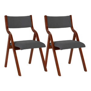 English Elm Upholstered Folding Dining Chair Set – Space-Saving Comfort & Style For Small Areas, 2-Pack Grey+Cherry W2336P163452-GIGA