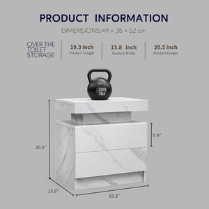 English Elm Nightstand Modern Led Bedside Table With 2 Drawers - Stylish Storage & Ambiance For Any Room W2371P173487