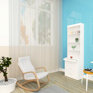 English Elm Morden Design Full Size Murphy Bed with Storage Drawers and Shelving White Cabinet Wall Bed W650S00002