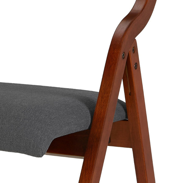 English Elm Upholstered Folding Dining Chair Set – Space-Saving Comfort & Style For Small Areas, 2-Pack Grey+Cherry W2336P163452-GIGA