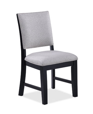 English Elm 2pc Gray Fabric Dining Side Chairs with Black Wood Frame, 18.5"x17.3"x35.5"H, Stylish Comfort B011P179887