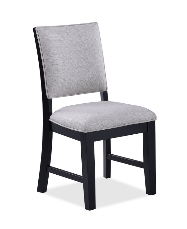 English Elm 2pc Gray Fabric Dining Side Chairs with Black Wood Frame, 18.5"x17.3"x35.5"H, Stylish Comfort B011P179887