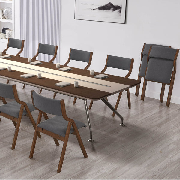 English Elm Upholstered Folding Dining Chairs Set Of 2 - Space-Saving, Lightweight, Stylish Walnut Finish For Any Room W2336P162767-GIGA